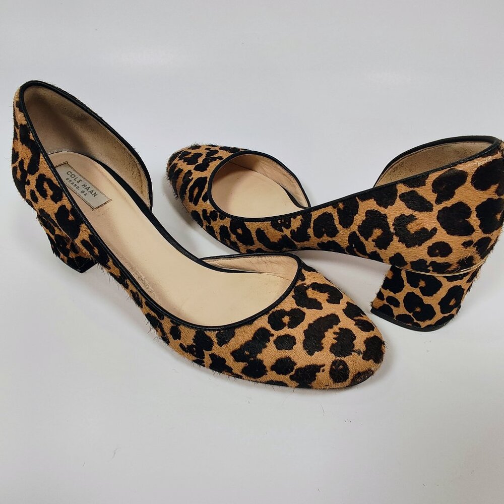 Cole Haan Women's 7 1/2B Leopard Chunky Heel Shoes - Picture 8 of 15